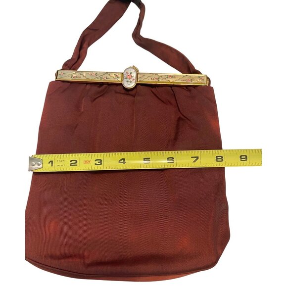 Twifaille Rosenfeld Satin Evening Purse Clutch Handbag Floral Frame Clasp READ - Picture 14 of 16